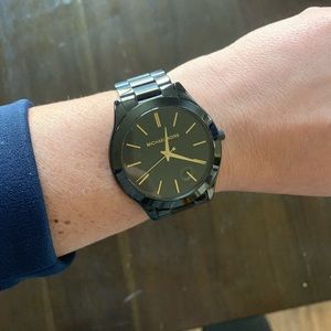 Michael Kors black and gold metal watch